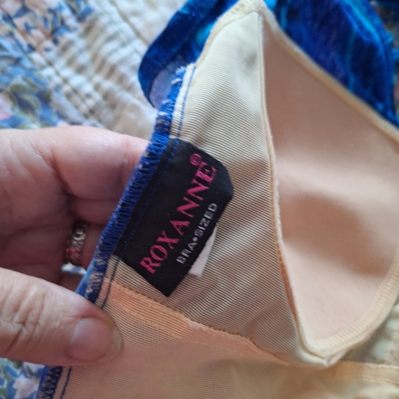 Vintage Roxanne Blue One Piece Swimsuit Size 14 /38D - Picture 14 of 16